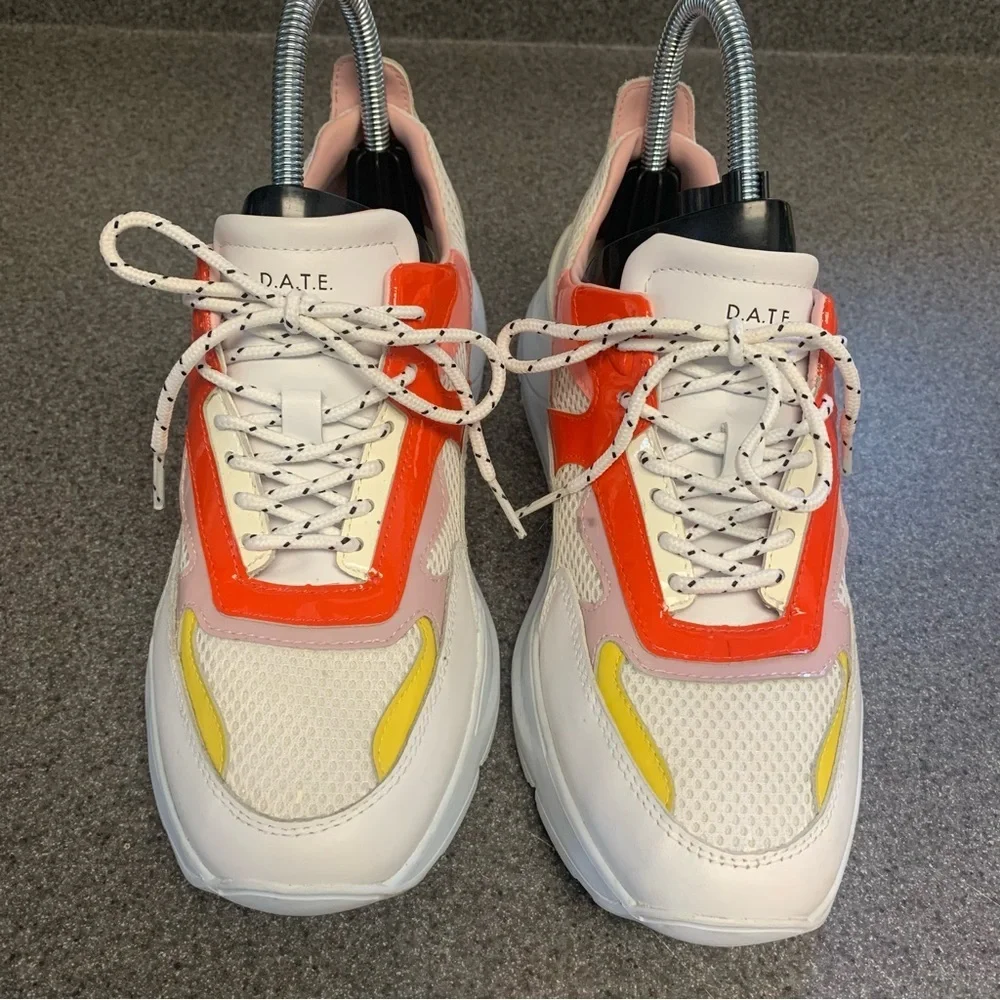 D.A.T.E. sneakers white pink red yellow color-block design Women’s Size 8 - Picture 2 of 8